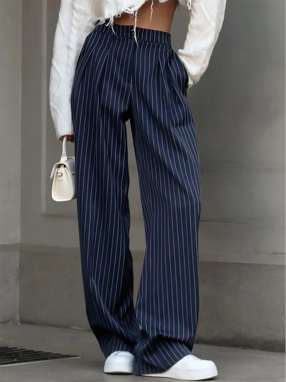 Pinstripe Wide-Led Pants