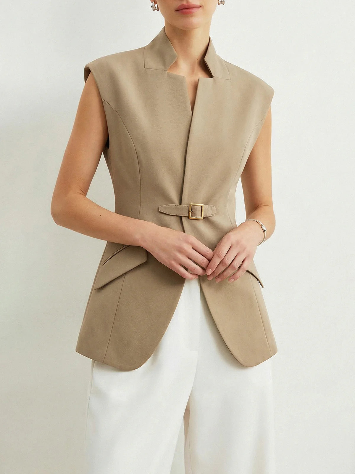 Buckle Detail Blazer Vest