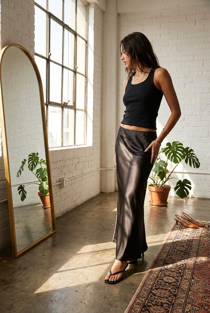 SATIN MAXI SKIRT