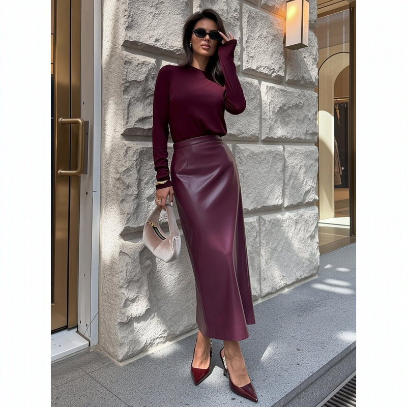 LEATHER MAXI SKIRT