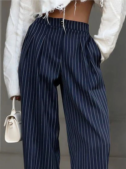 Pinstripe Wide-Led Pants