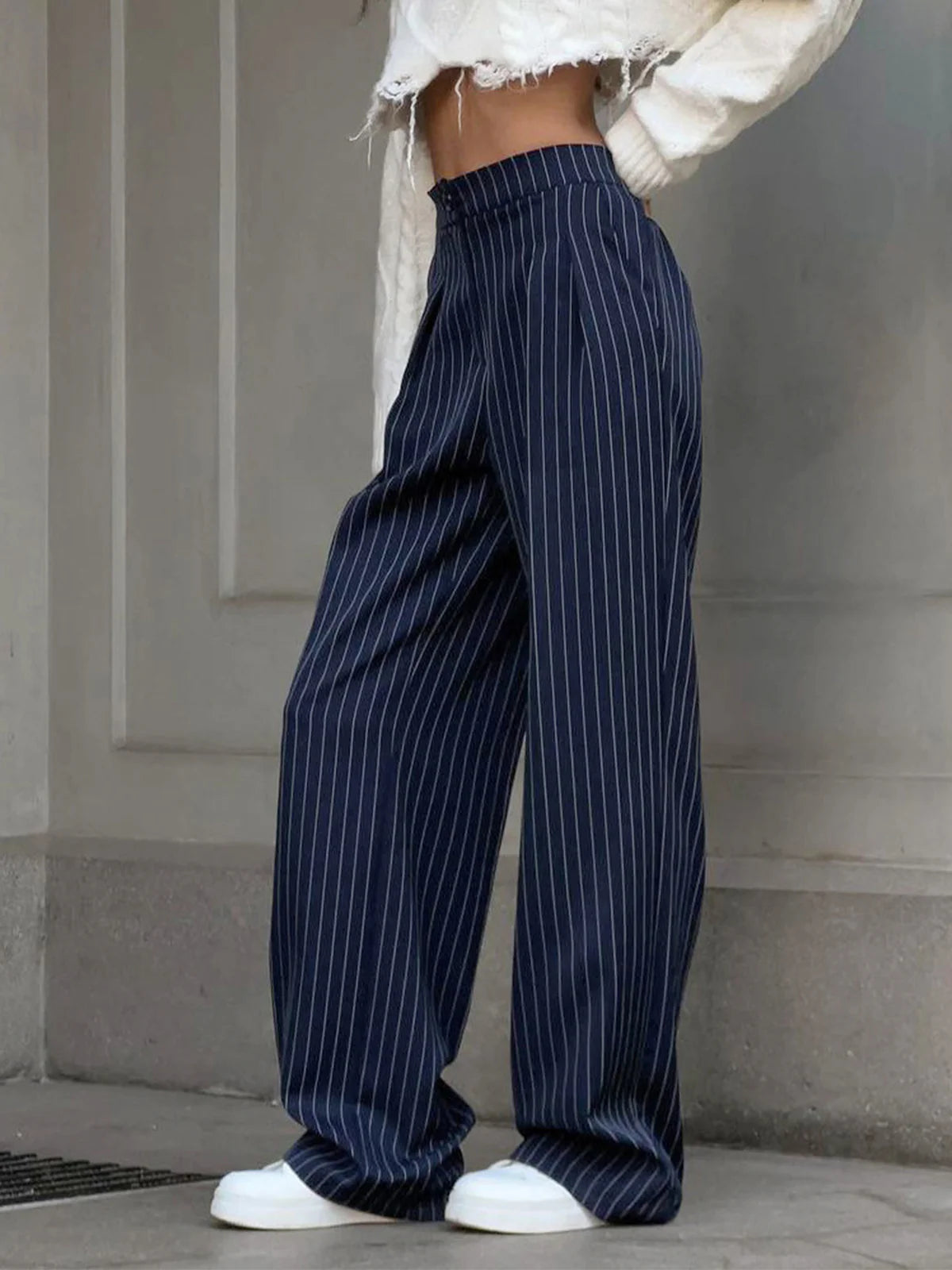 Pinstripe Wide-Led Pants