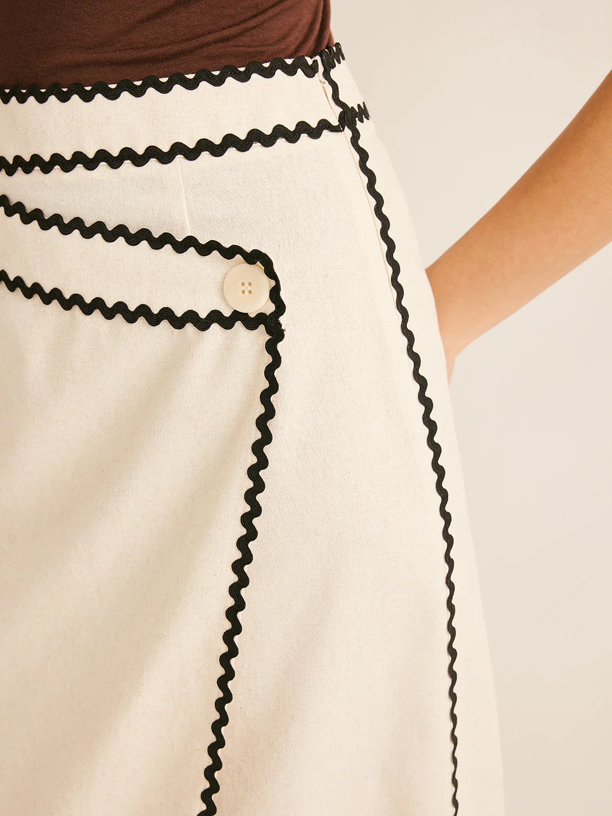 Wave Trim Midi Skirt