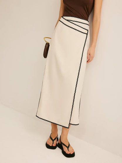 Wave Trim Midi Skirt