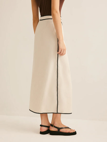 Wave Trim Midi Skirt