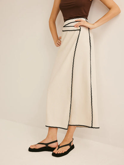 Wave Trim Midi Skirt