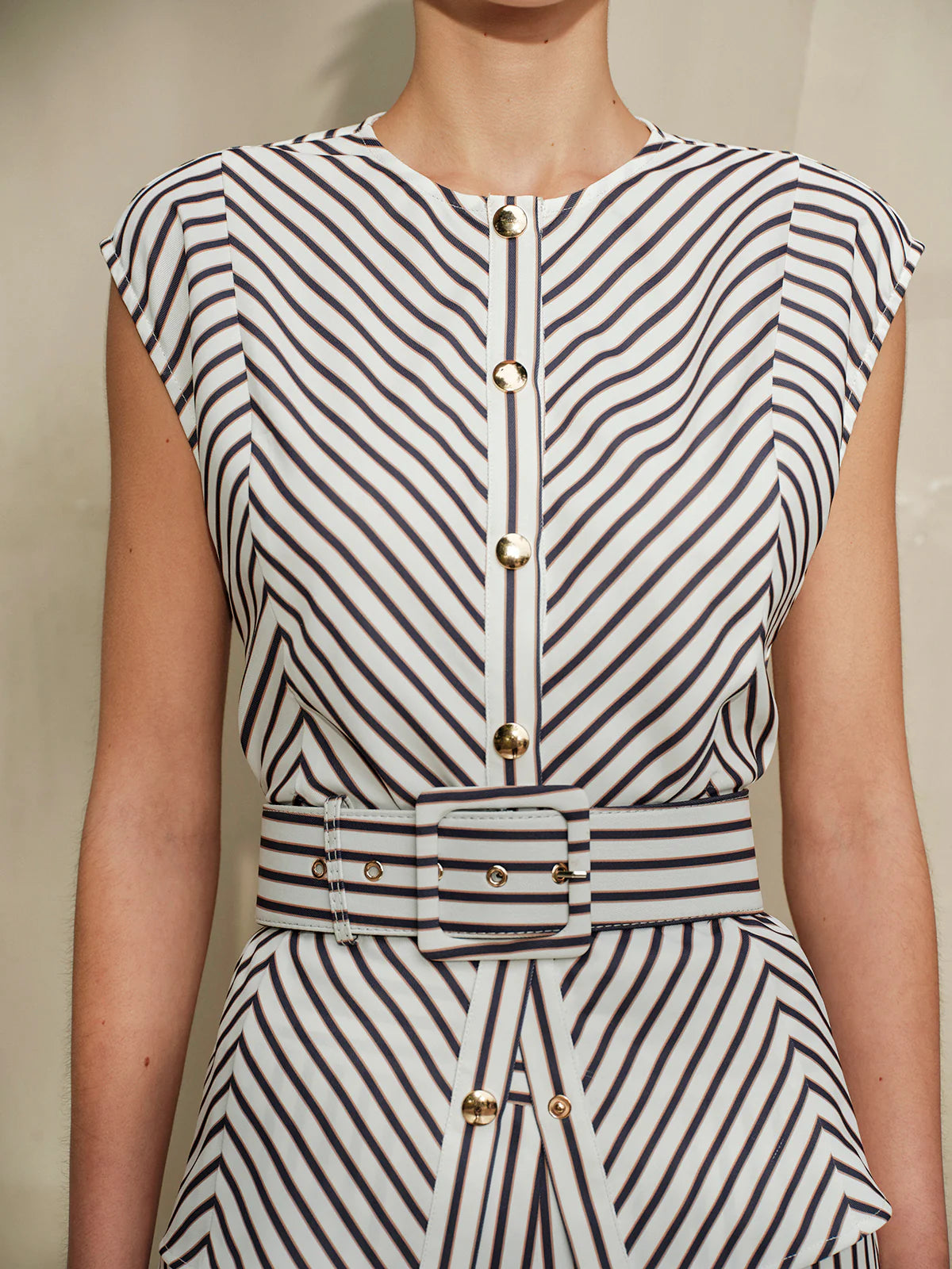 Striped Outfit Shirt with Belt