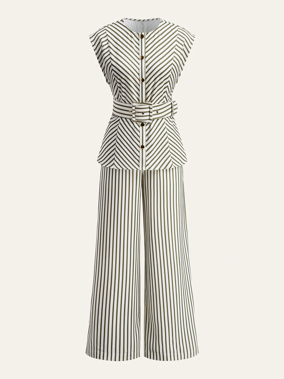 Striped Outfit Shirt with Belt