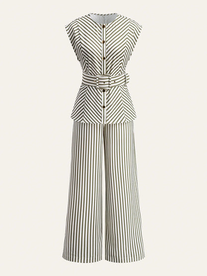 Striped Outfit Shirt with Belt