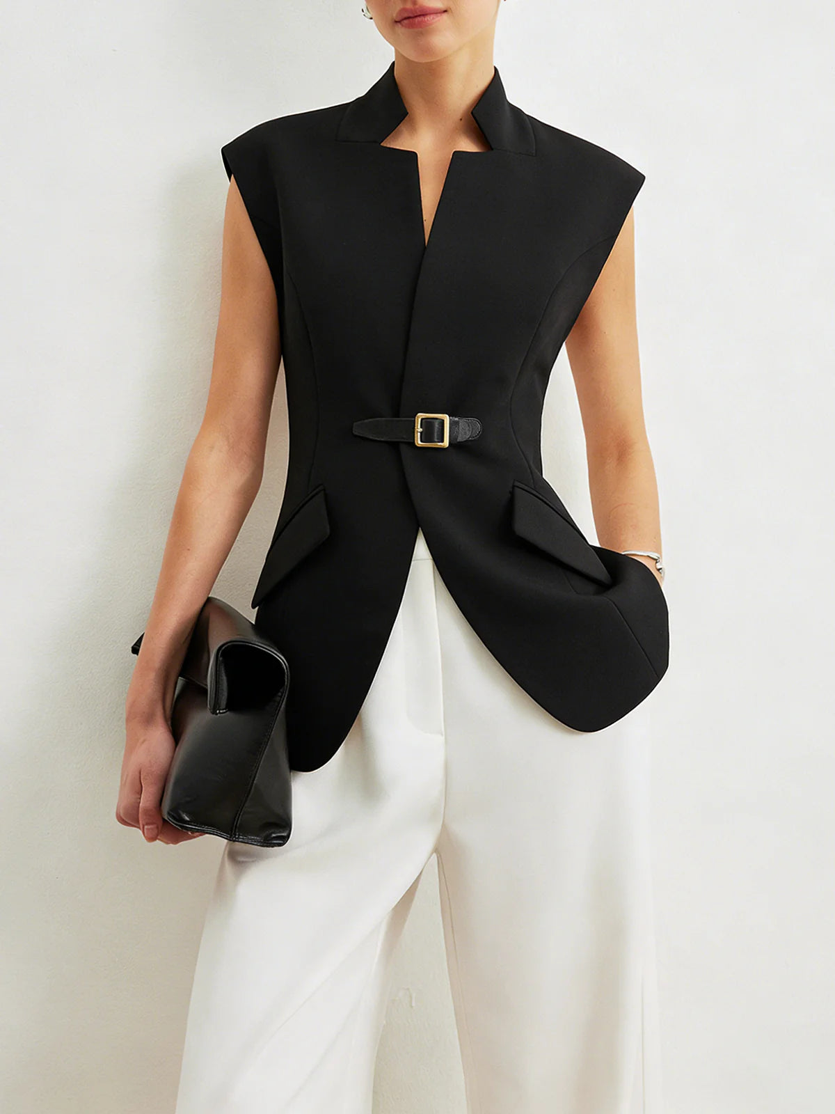 Buckle Detail Blazer Vest