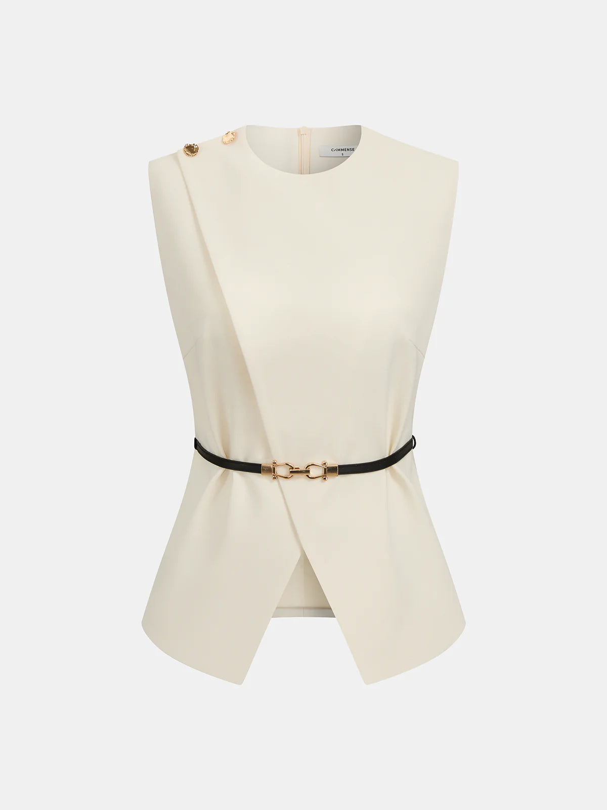 Sleeveless Belted Top with Pants Outfit