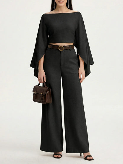 Belted Wide-Leg Pants