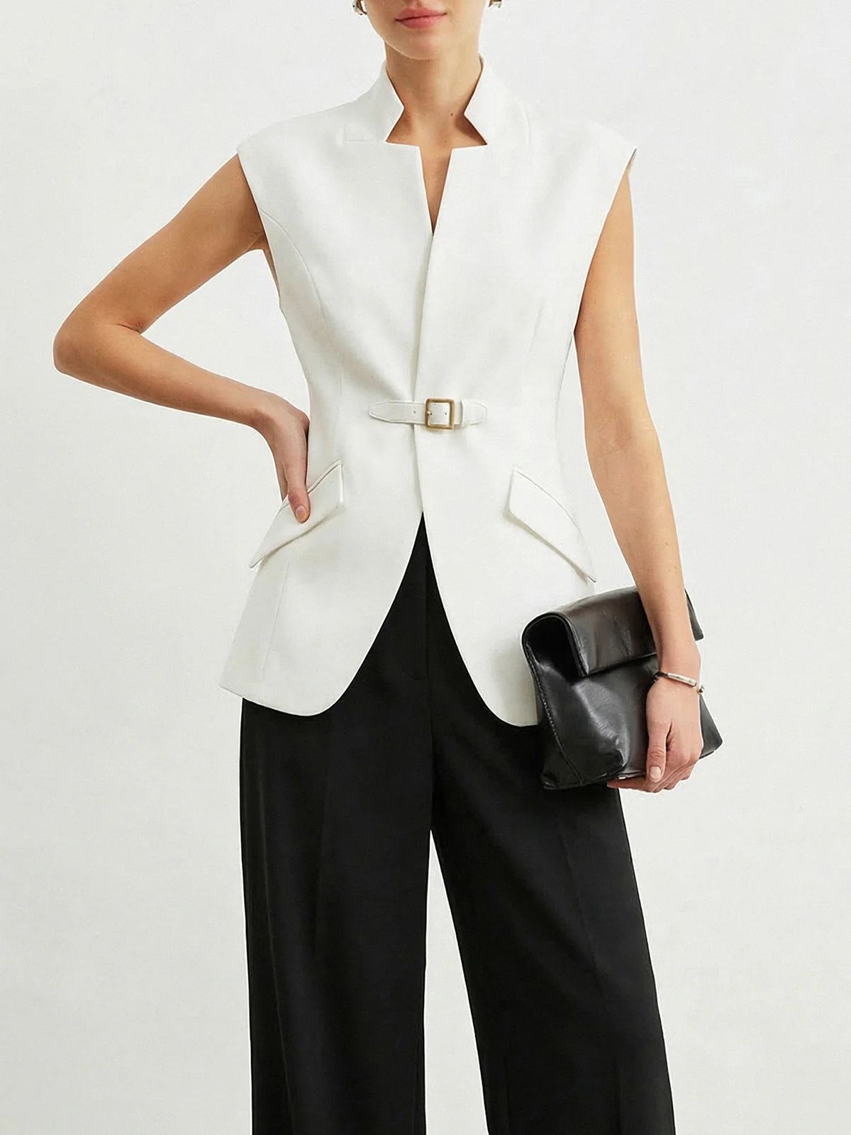 Buckle Detail Blazer Vest