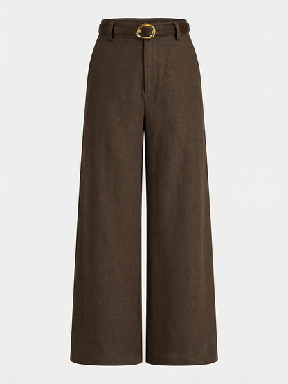 Belted Wide-Leg Pants