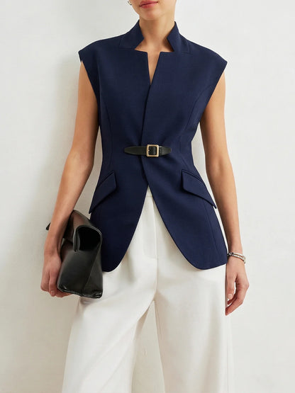 Buckle Detail Blazer Vest